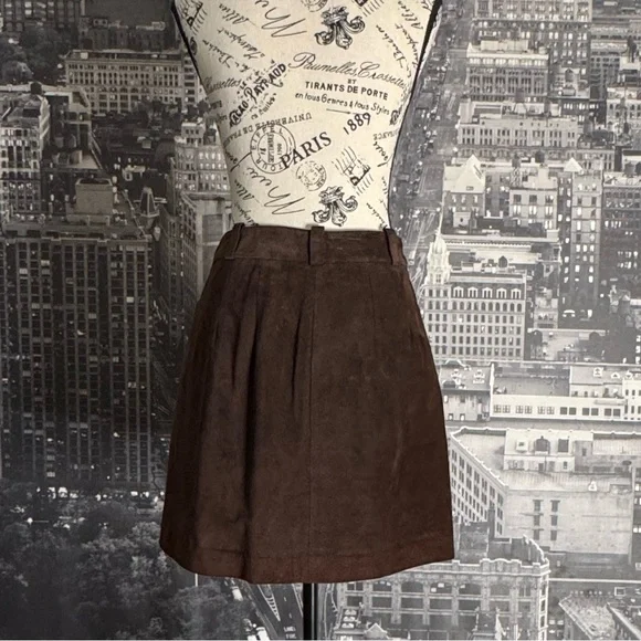 Brown Suede A-Line Skirt - Picture 4 of 13